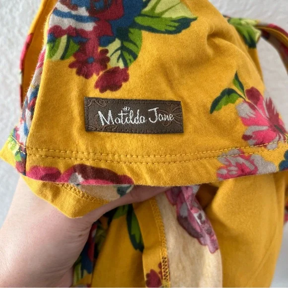 Matilda Jane Alana Jersey Knit Floral Maxi Wrap Dress Mustard Women's Small - Picture 12 of 12